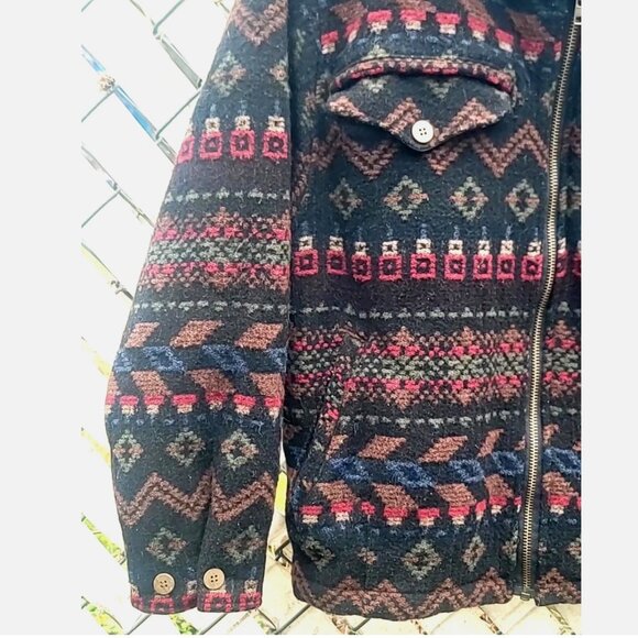 Vintage Woolrich USA Made Wool Chore Coat Jacket Aztec Southwestern Mens Medium - Picture 3 of 16